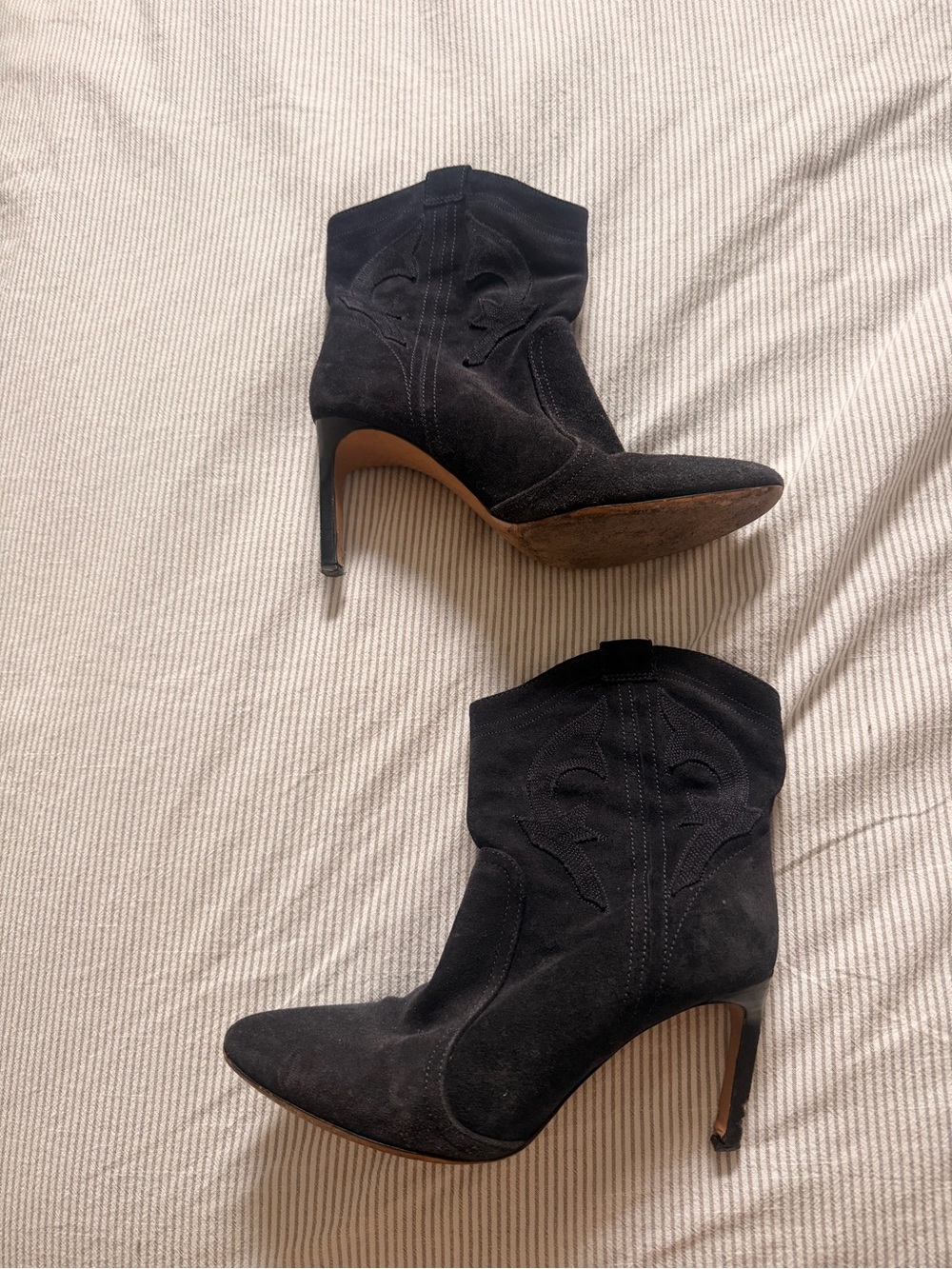 ba&sh Black Suede Pointed-Toe Stiletto Ankle Boots